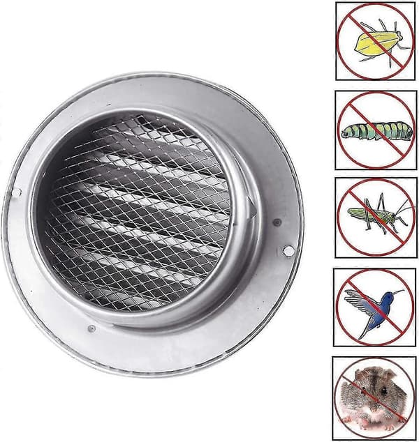 Ventilationsrist i rustfrit stål til vægudtag (150 mm)