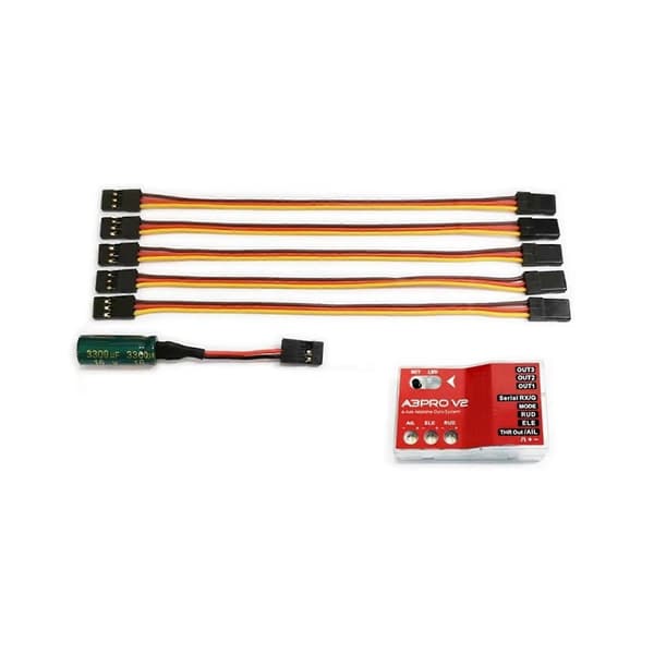 A3 Pro V2 6-gyrostabilisator flyvecontroller/gyroskop til RC fastvinget/-vinget V-hale flyelevator Röd