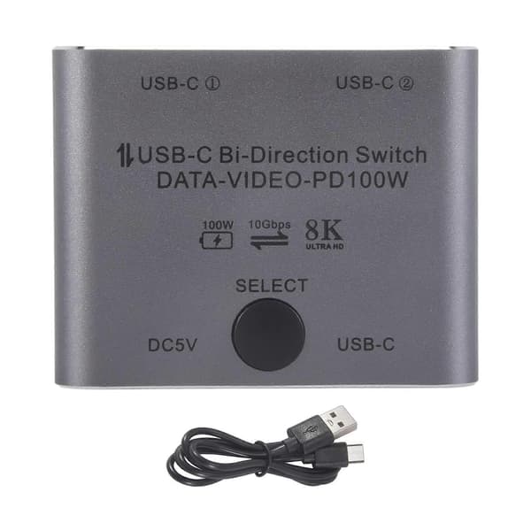 Tovejs USB C Switch Splitter 8K USB C Switcher KVM 8K 60Hz Grå