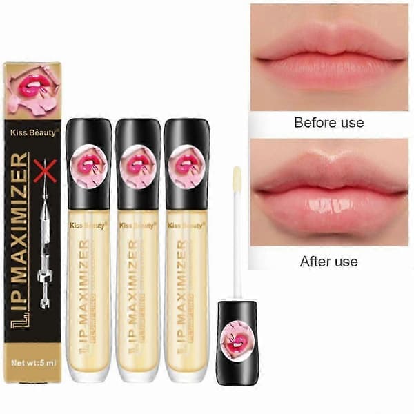 3-pack Lip Plumper Extreme Lip Gloss Maximizer Fuller Volume Bigger Lips Moisturizing Reduces Fine Lines on Lips