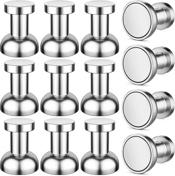 12-pack kylskåpsmagneter, magnetiska häftstift, häftstiftsmagneter för whiteboard