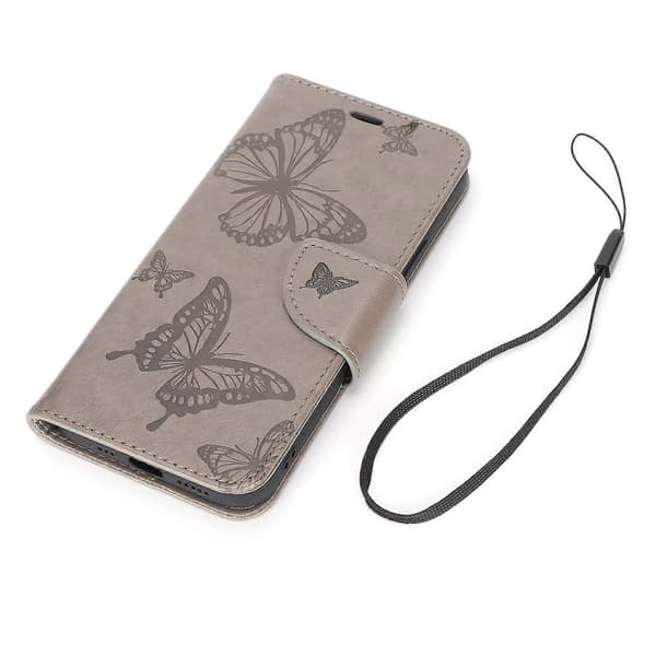 Wallet Case for iPhone 12 Pro PU Leather Wallet Case with Credit Card Slots (Grey)
