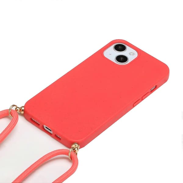 Wheat Straw + TPU Phone Case with Lanyard (For iPhone 15)