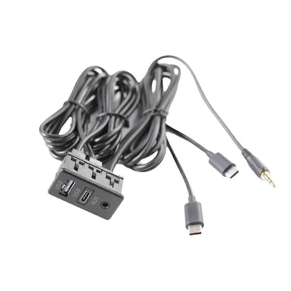 Auton Android-navigointikoneen AUX-paneeli kaksois-TYPE-C+AUX-tulo USB+AUX-liitäntäpaneelin laajennus Black