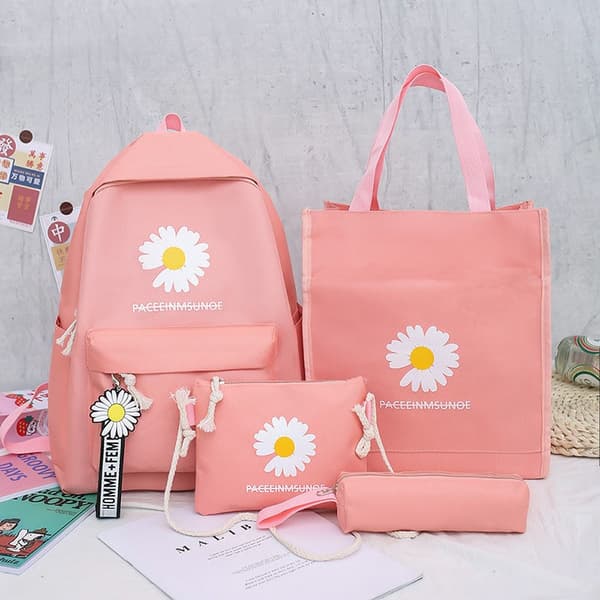 New and Relaxed Design 4-Piece Backpack Set, Daisy Backpack, Laptop Bag