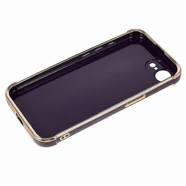 Case for iPhone 16e, Love Pattern, TPU Phone Case, Electroplated Edge (Dark Purple)
