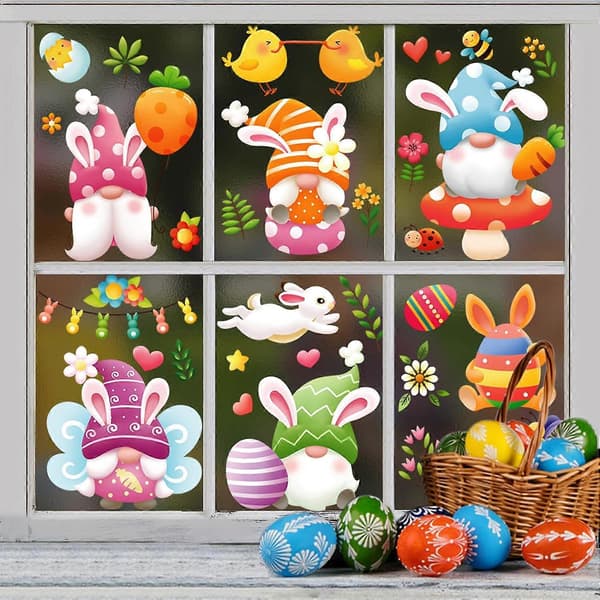 Easter Egg Bunny Window Stickers, Easter Decorations for Kids, Easter Stickers Easter Gifts for Kids Home