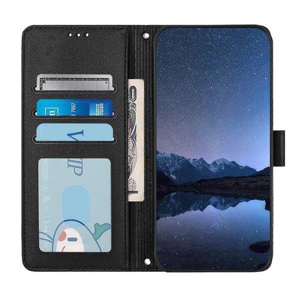 Cat Mouse Embossed Pattern RFID Leather Phone Case with Lanyard (For Doogee N55 Plus)