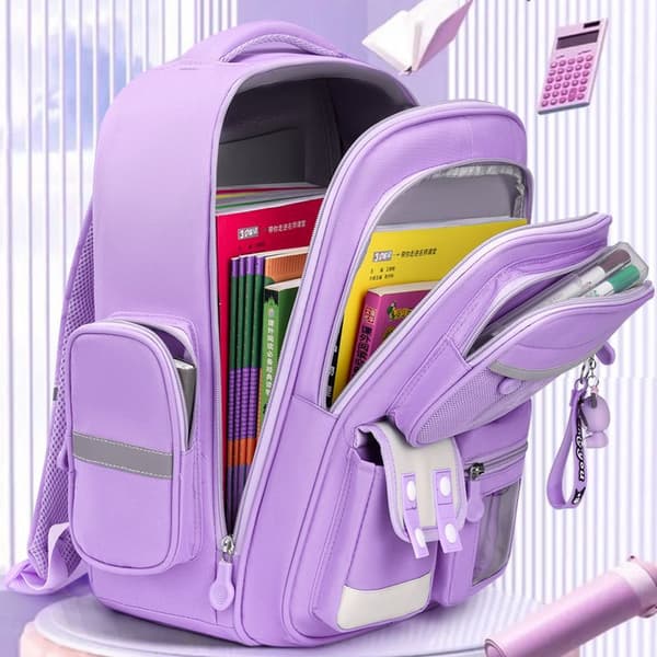 School Backpack, Back Protection for Grades One, Two, Three and Six, Cute, Large Capacity and Load-Reducing Backpack for Children Baolan Pink Small Edition