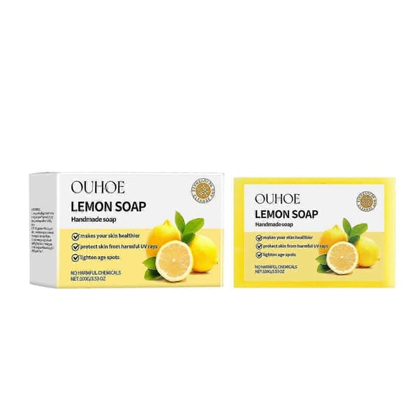 Natural Lemon Soap, 100g Lemon Bath Soap, Handmade Solid Soap Lemon Bar Soap for Bath Shower Wash