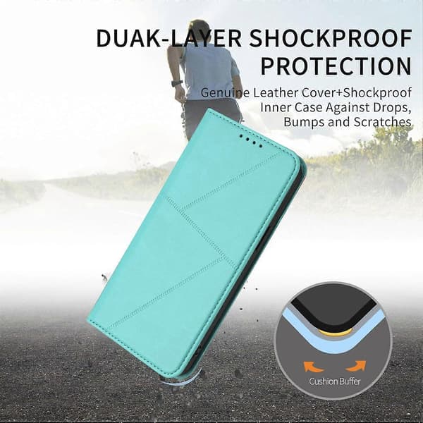 Wallet Case for Samsung Galaxy A17 Magnetic Closure Leather Flip Phone Case with Stand (Light Blue, Light Blue)