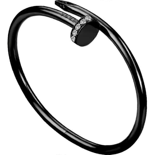 Armbånd i rustfritt stål med spikerhode, hode og hale innlagt med diamanter