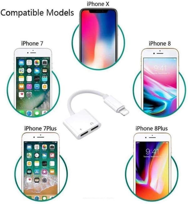 Hodetelefoner og ladeadapter Lightning x2 til Lightning