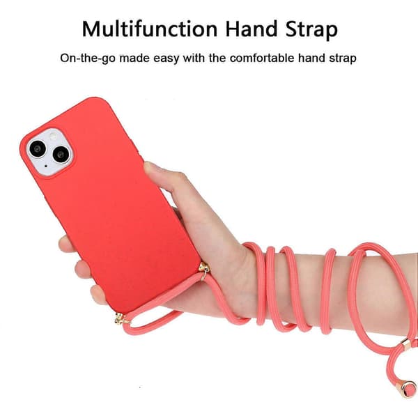 Wheat Straw + TPU Phone Case with Lanyard (For iPhone 15)