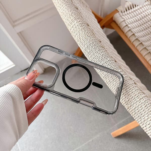 Case for iPhone 16 Pro Max Compatible with MagSafe TPU PC Detachable Phone Case (Transparent Black)