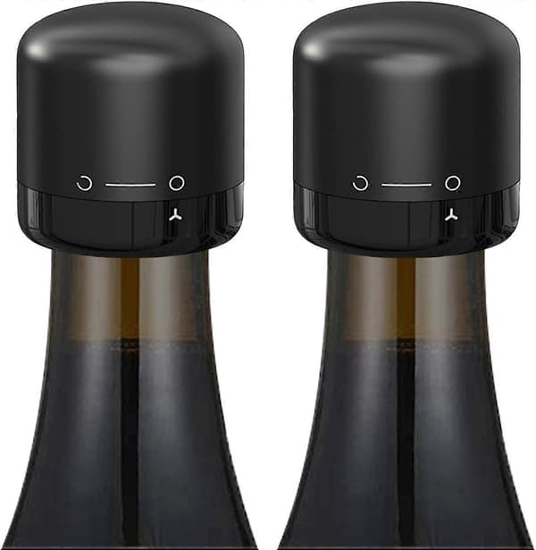 Vinflaskpropp Silikonförseglad 2-pack, Vridbar Vinförslutare för Vinflaskor, Små Vinproppar, Svart