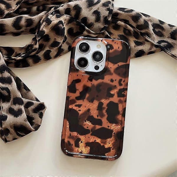 Skal för iPhone 15 Pro Amber Leopard Print TPU-telefonskal