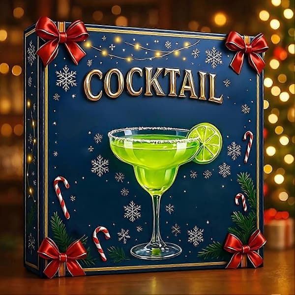 2026 Advent Cocktail 24 dage 2D Akryl Julepynt Nedtællingskalender