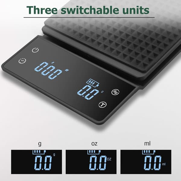 Digital Coffee Scale Coffee Scale with Timer Mini Coffee Scale 3KG/0.1g Accuracy with Large Display Rechargeable Scale for Pour-Over Coffee