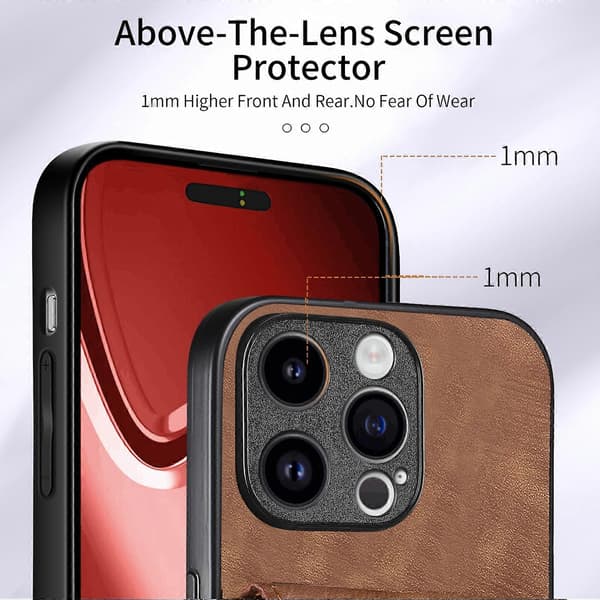 Card Holder Case for iPhone 15 Series (Brown, iPhone 15 Pro Max)