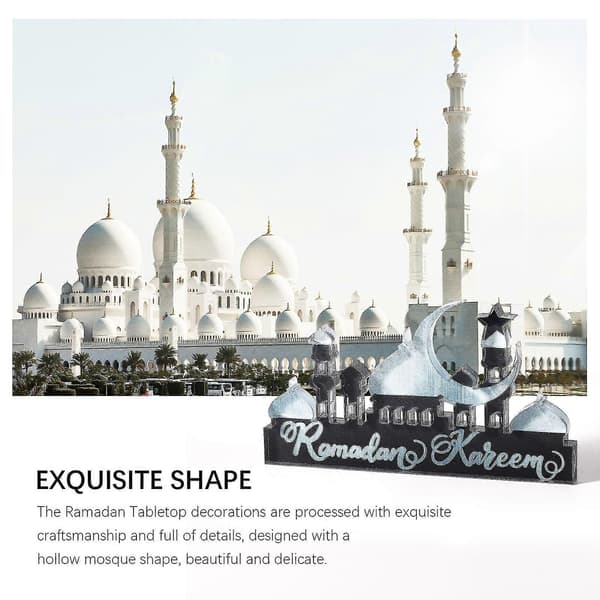 Træ Akryl Islamisk Bordpynt, Ramadan Kareem Og Eid Mubarak Dekoration Silver