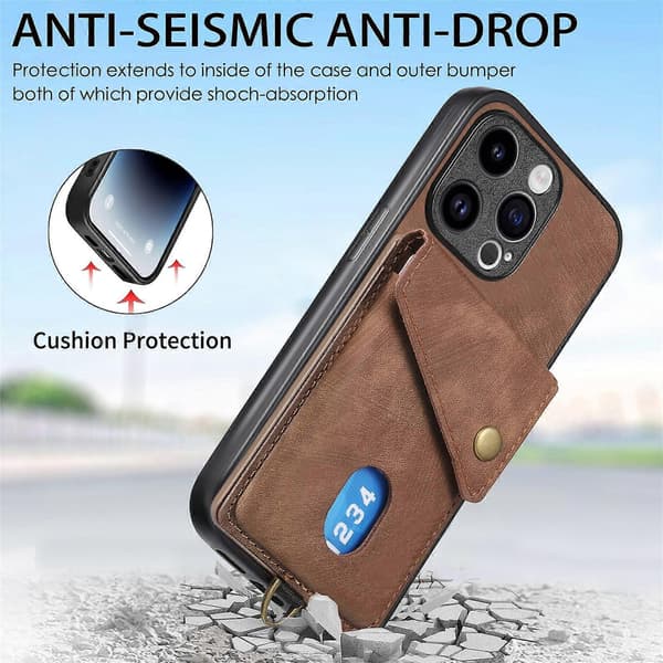 Kortholderdeksel for iPhone 15-serien (brun, iPhone 15 Pro Max)