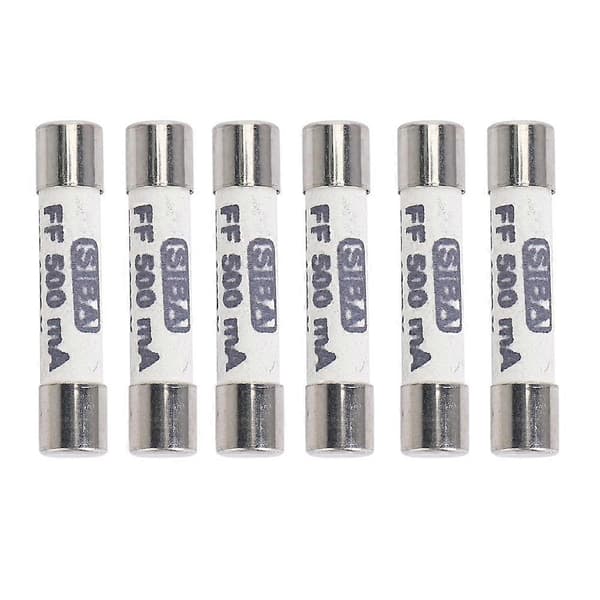 6X 1000V 500MA 6,3 x 32mm Hvid Keramisk Sikring til Multimeter White & silver