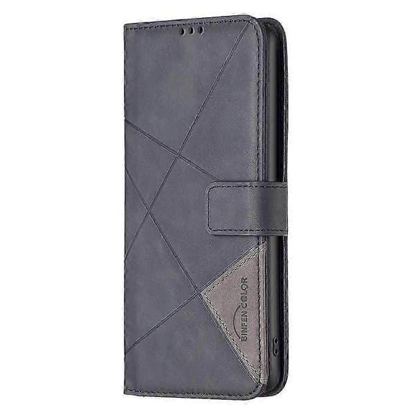BF05 Magnetic Buckle Rhombus Pattern Leather Phone Case for (Black, For OnePlus 12 5G)