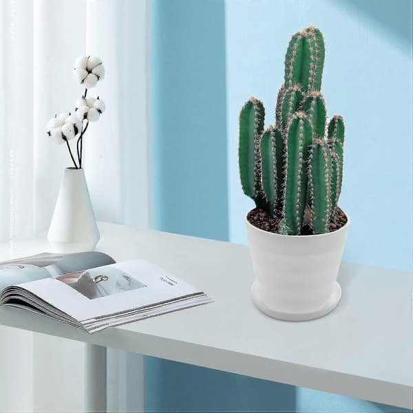 Rund blomsterurtepotte i plast, hvid
