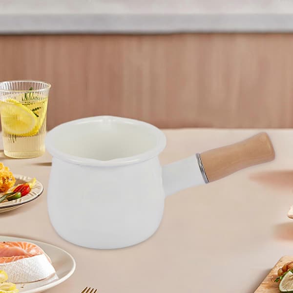 17oz Mini Saucepan, Lille Saucepan med Træhåndtag, Nonstick Saucepan til