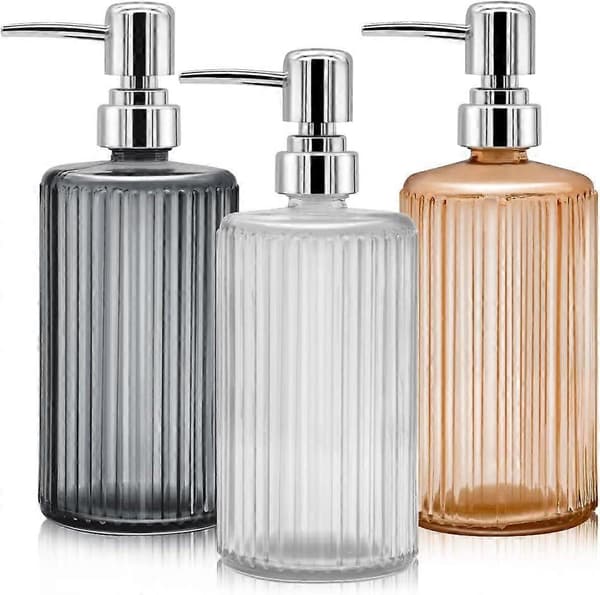 3-pak glas sæbedispenser, 17 oz håndsæbedispenser, lotion flydende sæbedispenser badeværelse, bordplade