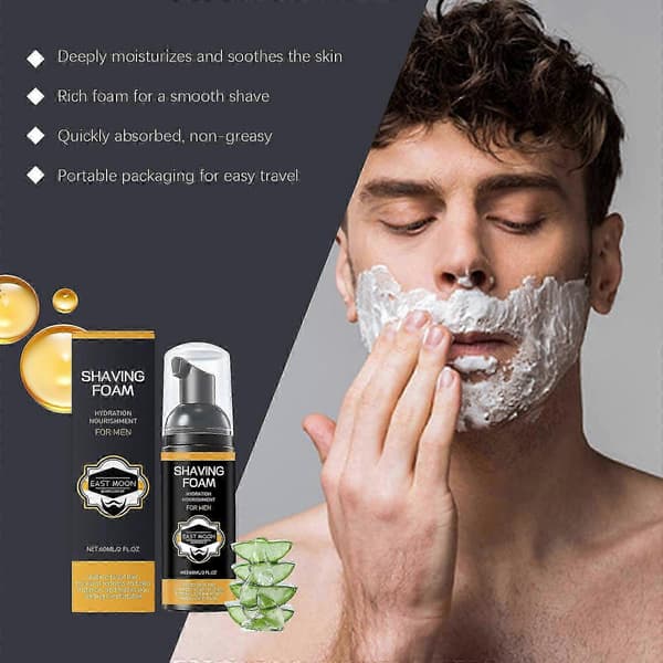 Pre-shave foam for beard care - Hydrating, moisturizing & soothing formula - 60ml A