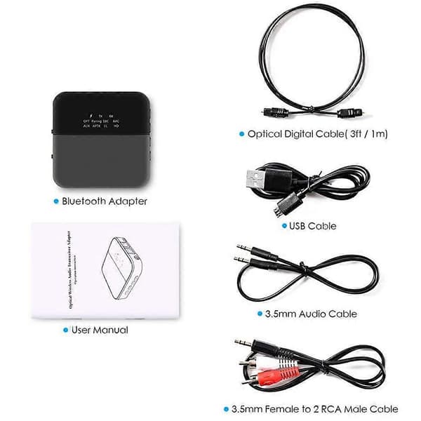 HD Bluetooth 5.0-sender, lydadapter for 2 hodetelefoner