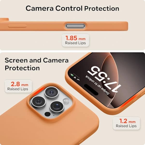 Liquid Silicone Case for 17 Pro, Shockproof Case Compatible with 17 Pro Soft Case, Full Protective Case Orange