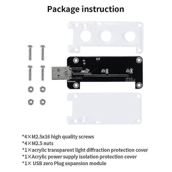 USB-udvidelseskort USB-A Addon-kort med akrylhus til Raspberry Pi Zero W