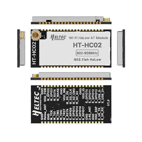 HELTEC AUTOMATION HT-HC02 Wi-Fi HaLow AT Command Module ESP32-S3 Understøtter AT Command Control 902-928 MHz 21dBm Sub Wi-Fi Modul Black