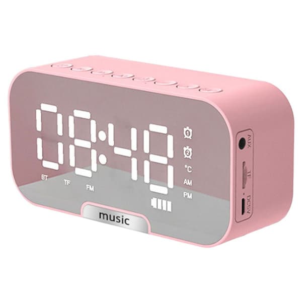 Langaton Bluetooth-kaiutin Peilikello Mini Herätyskello Pinkki