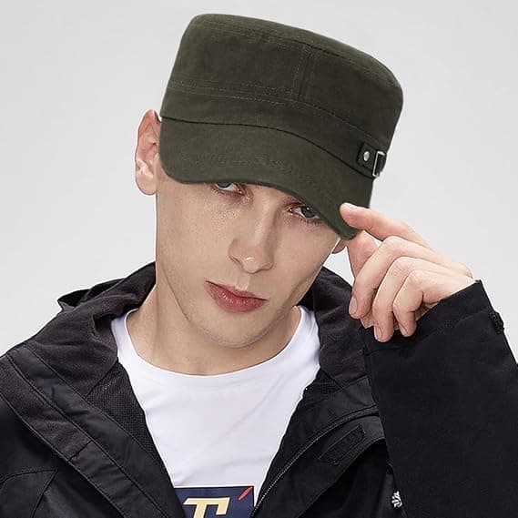 Unisex Military Cap, Flat Top Cap, Adjustable Cadet Army Cap, Basic Baseball Cap