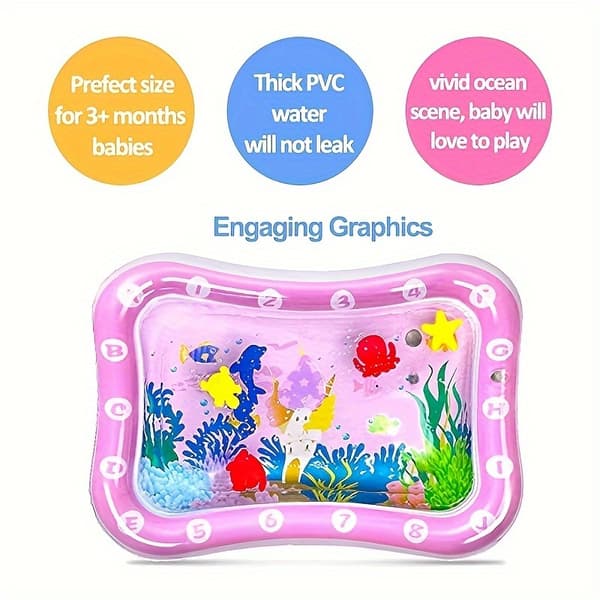 Pink Castle Pattern Inflatable Crawling Mat with PE Surface_Super Gift