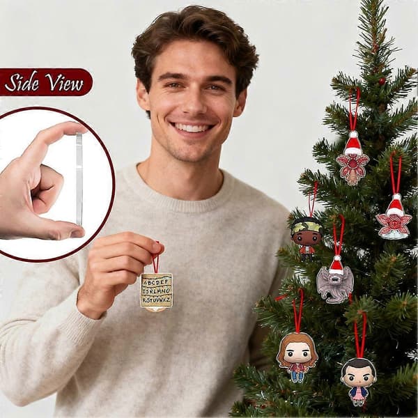 2026 2D Stranger Things Akrylprydnader Adventskalender - Julgransdekoration, 24 dagars julnedräkningspresent E