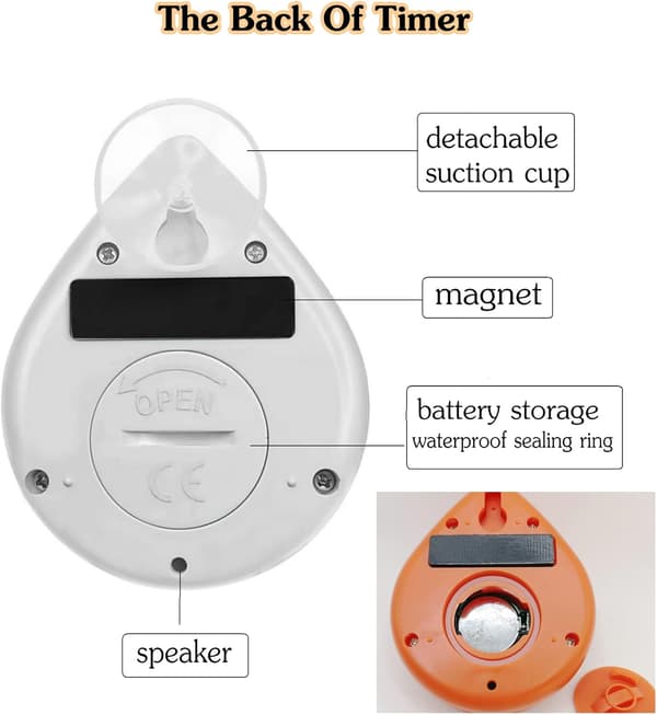 Silent, Non-Ticking Battery Operated Shower Timer, Waterproof Digital Timer, Small Cute Timer with Sweet (Blue)