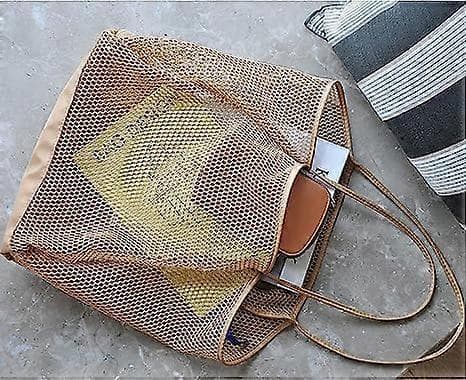 Strandveske i netting for kvinner, skulderveske