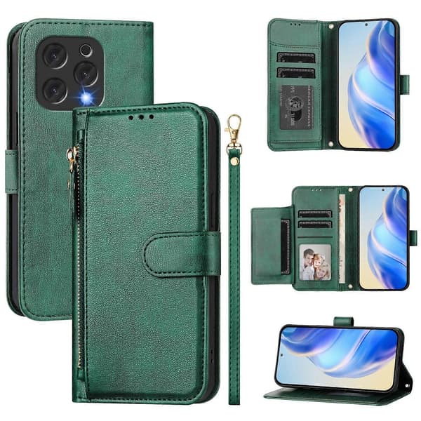 Leather Zipper Wallet Case with Multiple Card Slots (For Doogee N55 Plus)