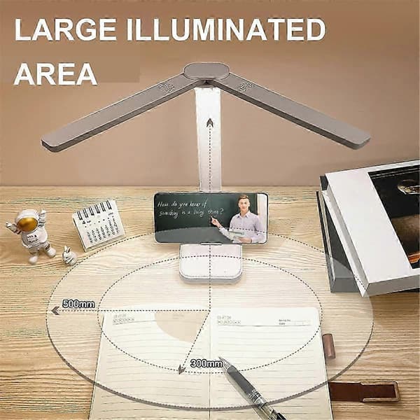 Dimmable Touch LED Desk Lamp with USB Rechargeable Eye Protection, Foldable Design - Blue