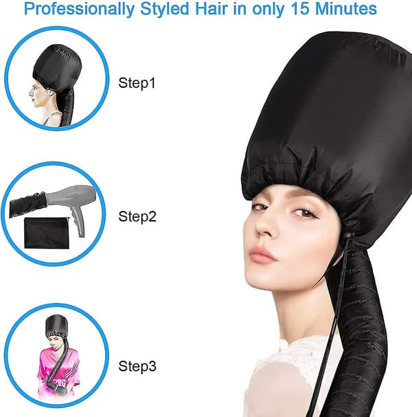 Hettehårføner, Hettehårføner for dyp pleie, krølling, tørr styling (svart)