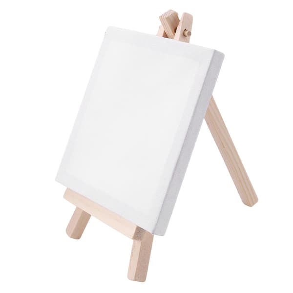 4 x 4 tum mini canvas och 8*16 cm mini trästaffli set 12-pack_present