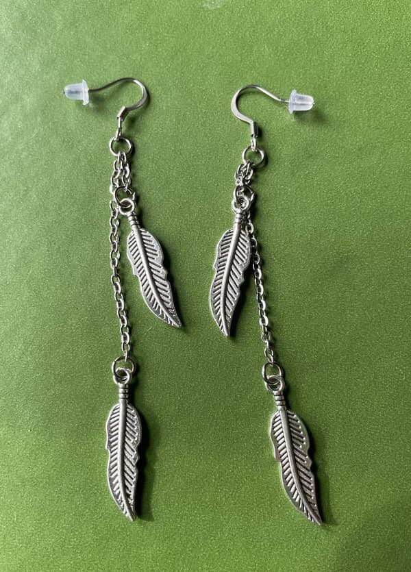 Earrings Feathers Feather Long Dangle feather Stainless Hook