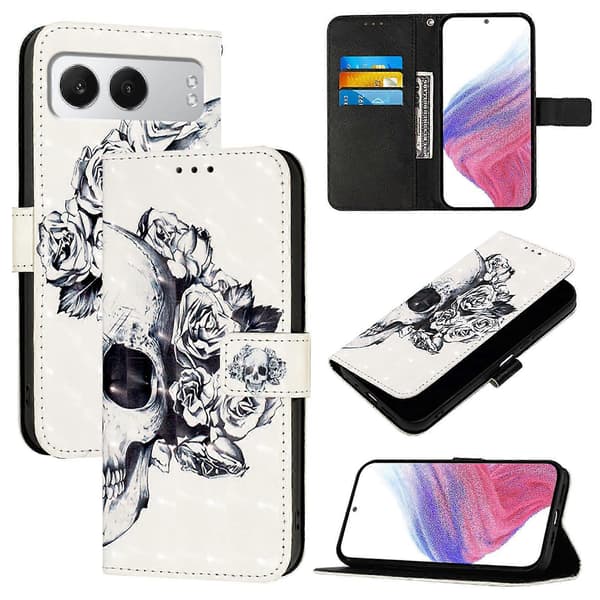 Leather Pattern Printing Wallet Stand Case with Strap for OnePlus Nord 4 (Skull)