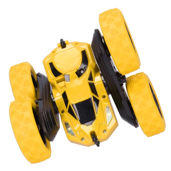 2 in 1 Double-Sided Remote Control High-Speed 360 Degree Rotating RC Stunt Car Yellow_Super Gift