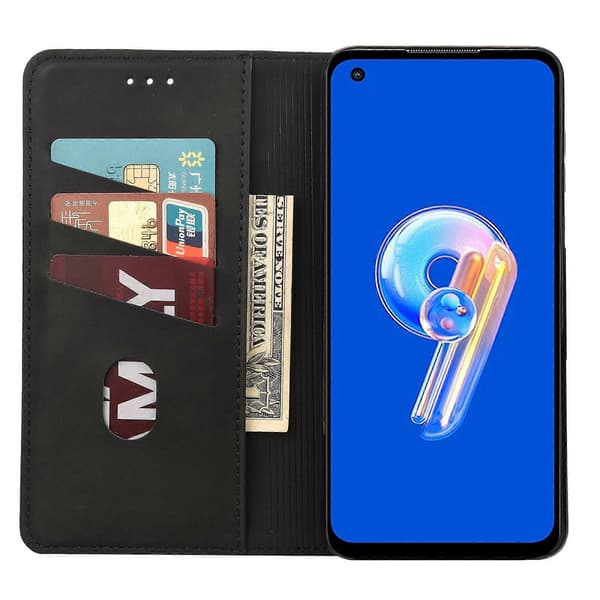Til Asus Zenfone 9 Hudfølelse Splittet Læder Telefoncover (Sort)